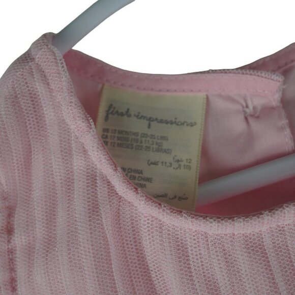 EUC First Impressions Pink‎ Ruffled Tulle Dress For Baby Girls 12M - Picture 2 of 5